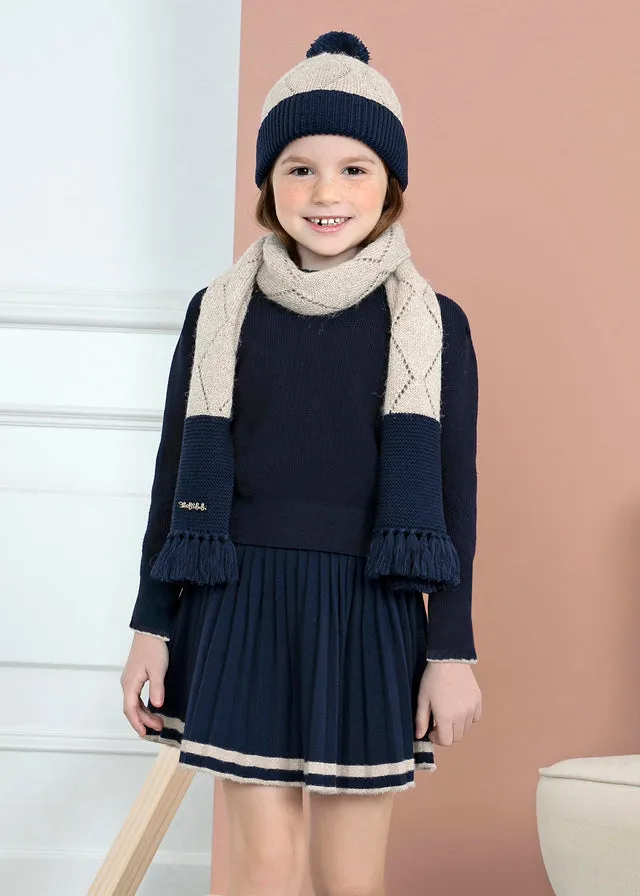 Abel & Lula Girls Navy Blue Knitted Skirt Set