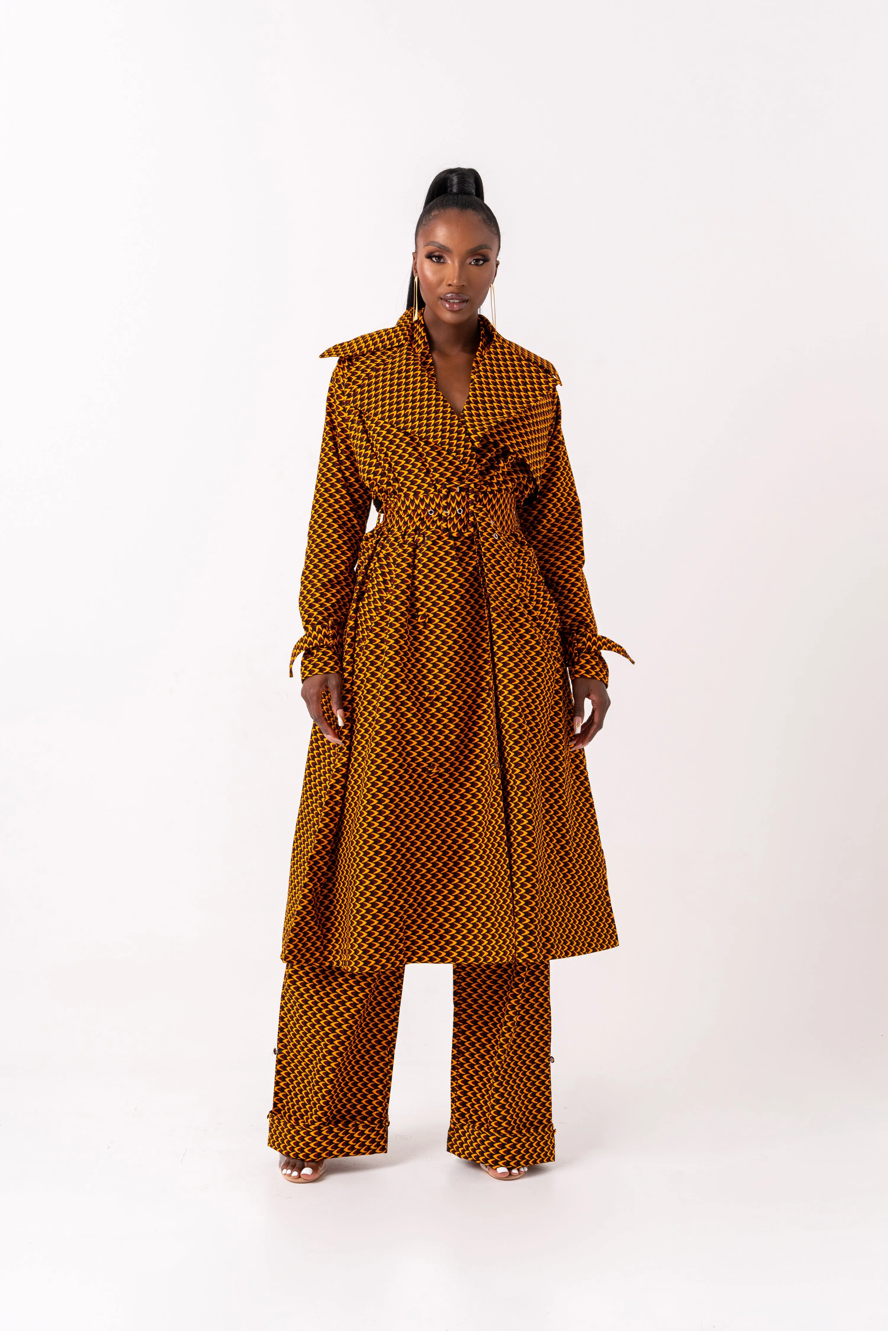 AGBANI African Print Trench Jacket