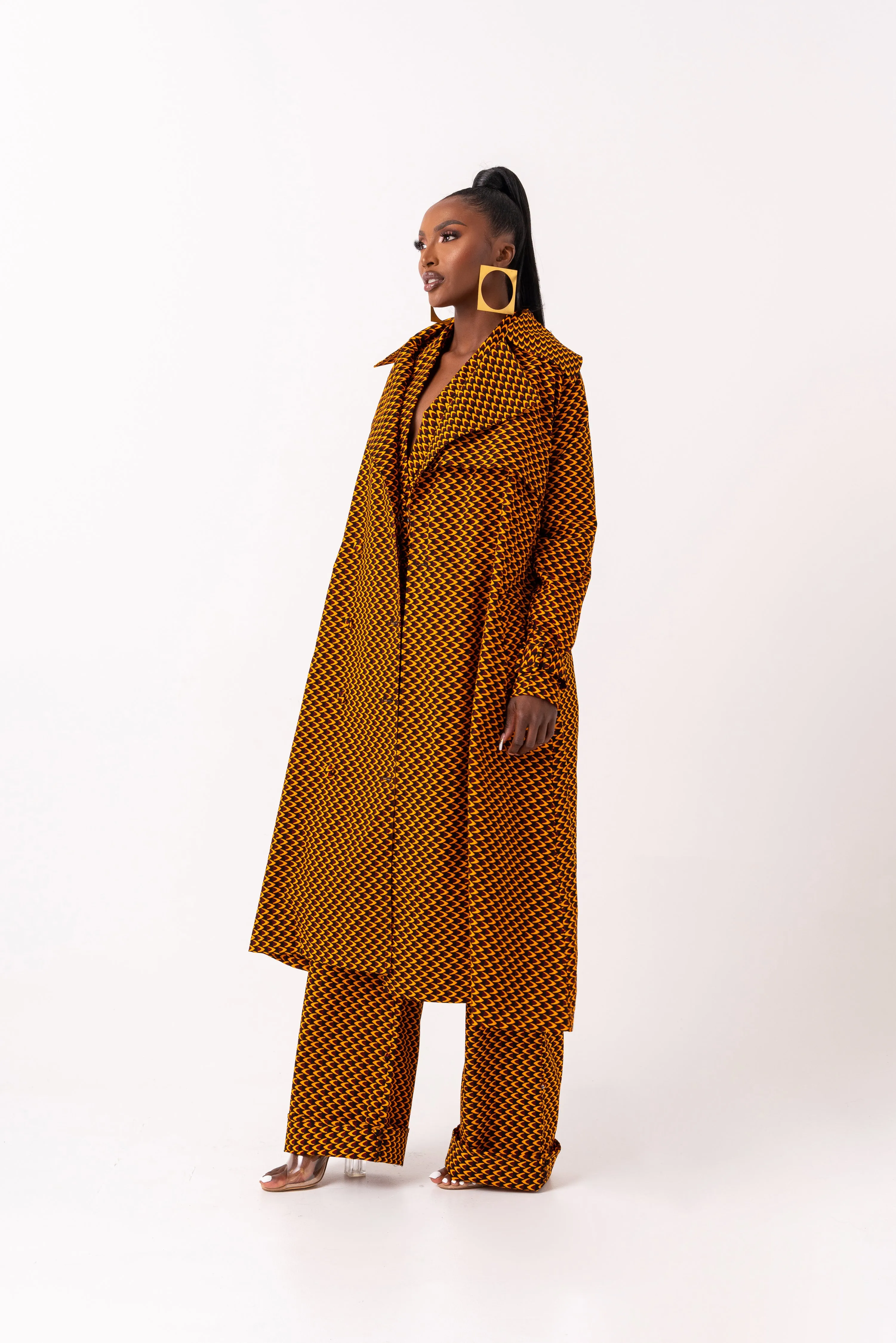 AGBANI African Print Trench Jacket