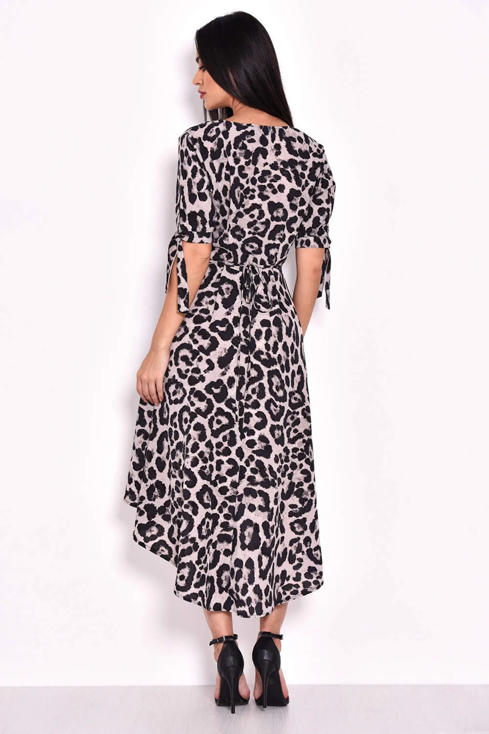 Animal Print Tie Detail Dress