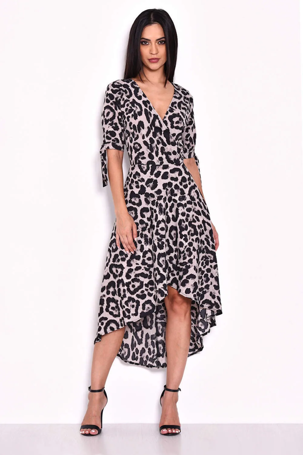 Animal Print Tie Detail Dress