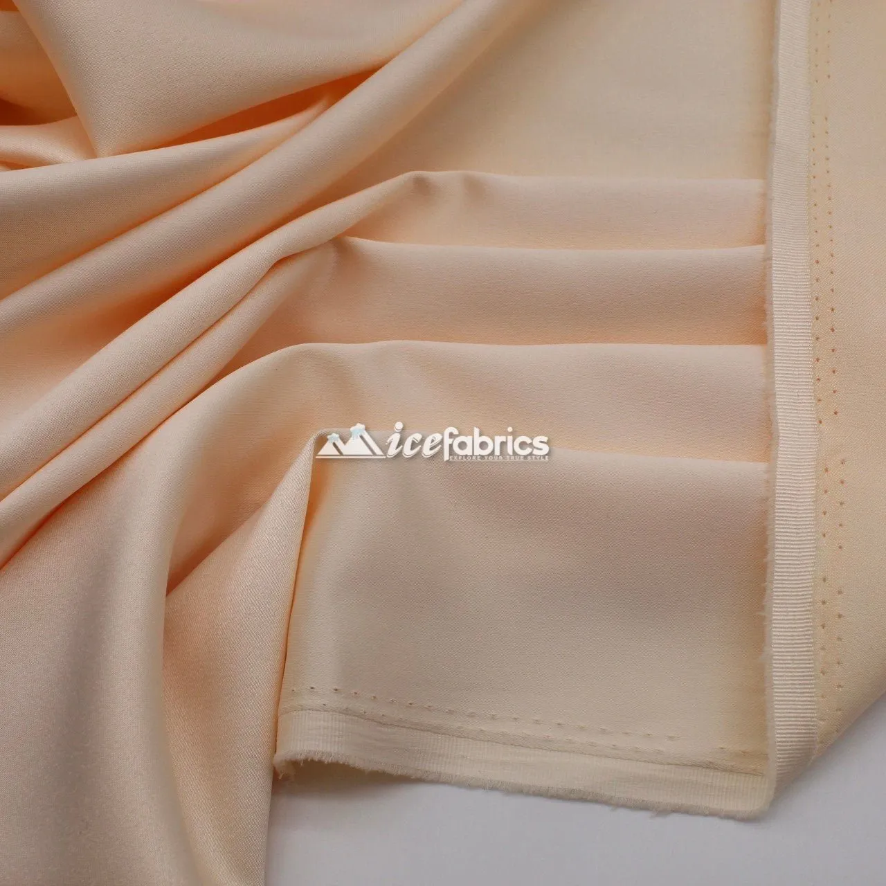 Armani Thick Solid Color Silky Stretch Satin Fabric Sold By The Yard