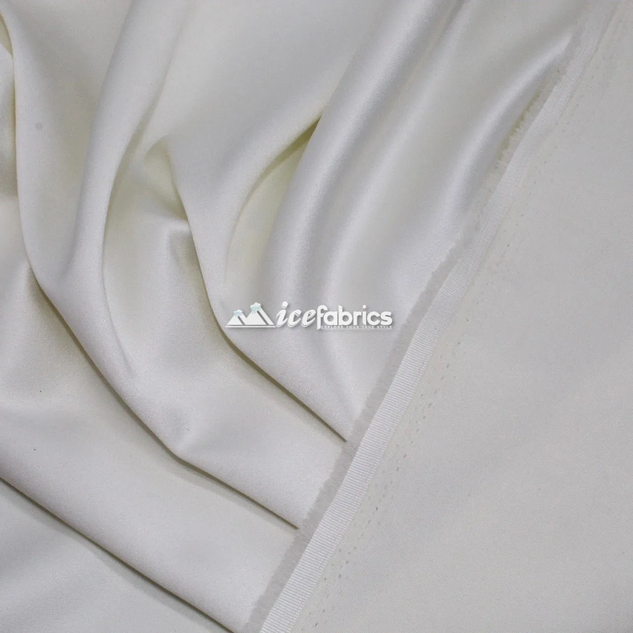 Armani Thick Solid Color Silky Stretch Satin Fabric Sold By The Yard