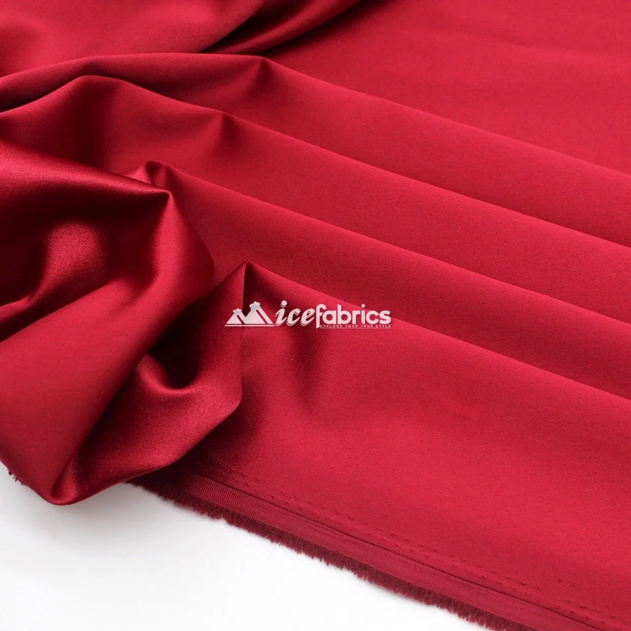 Armani Thick Solid Color Silky Stretch Satin Fabric Sold By The Yard