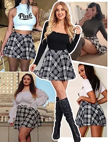 Avidlove Women's Plaid Skirt Mini Basic Plaid Flared Mini Skater Skirts