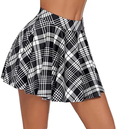 Avidlove Women's Plaid Skirt Mini Basic Plaid Flared Mini Skater Skirts