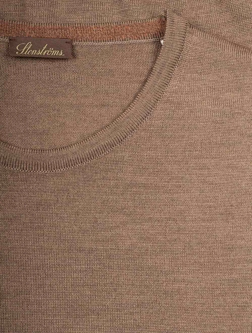 Beige Crew Neck with Patch Merino Wool Jumper