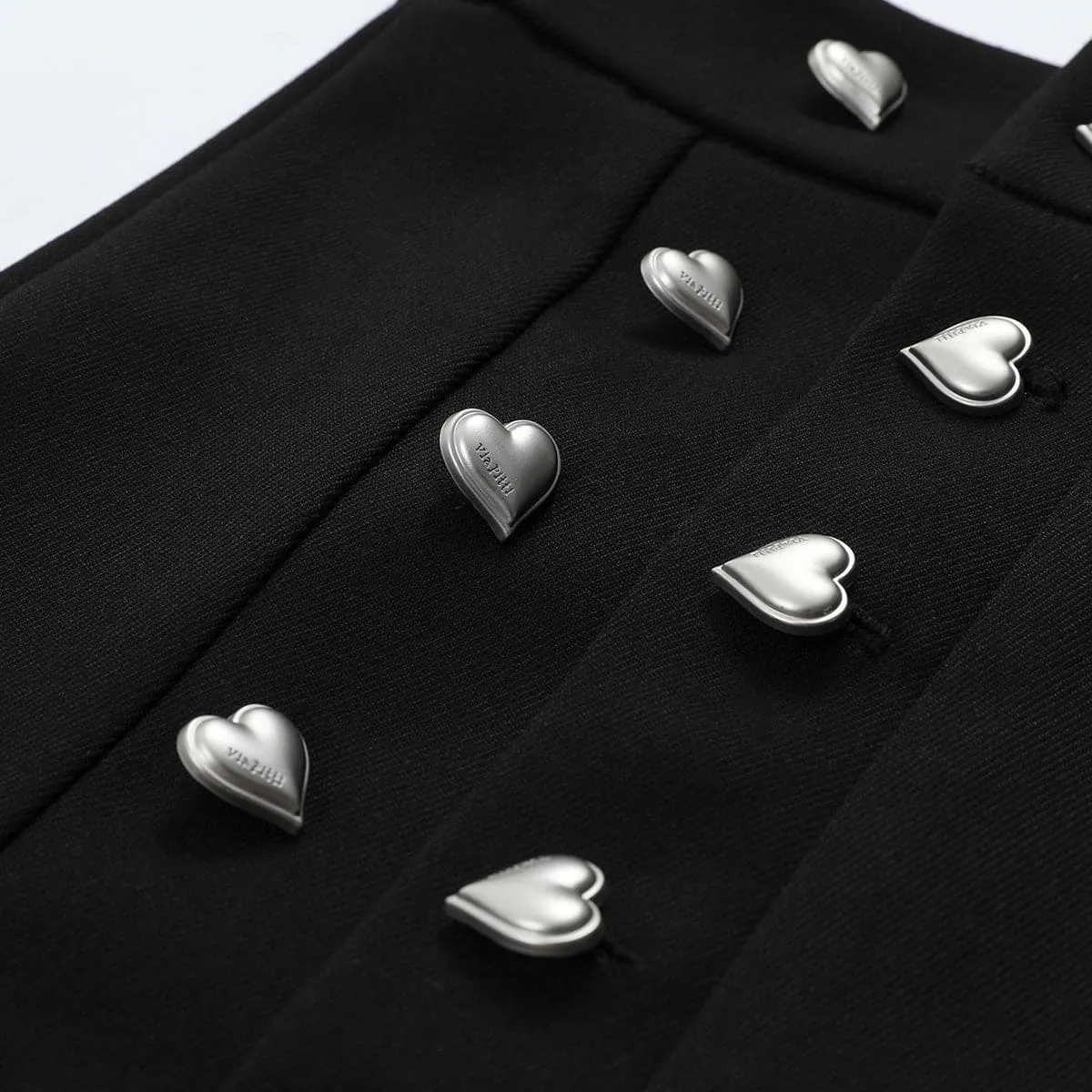 Black Heart Button Skirt - Three-Way Design