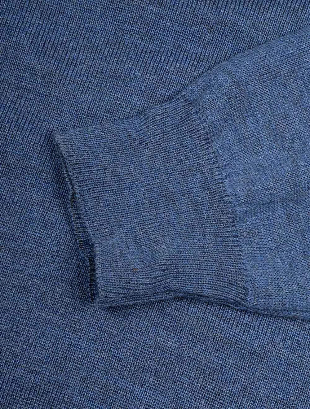 Blue Crew Neck with Patch Merino Wool Jumper