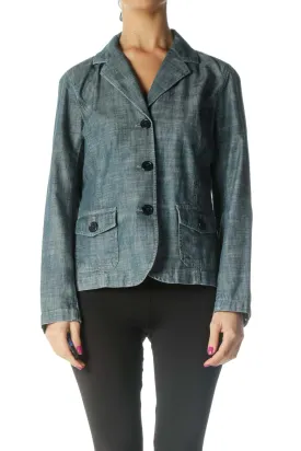 Blue Denim Pocketed Blazer