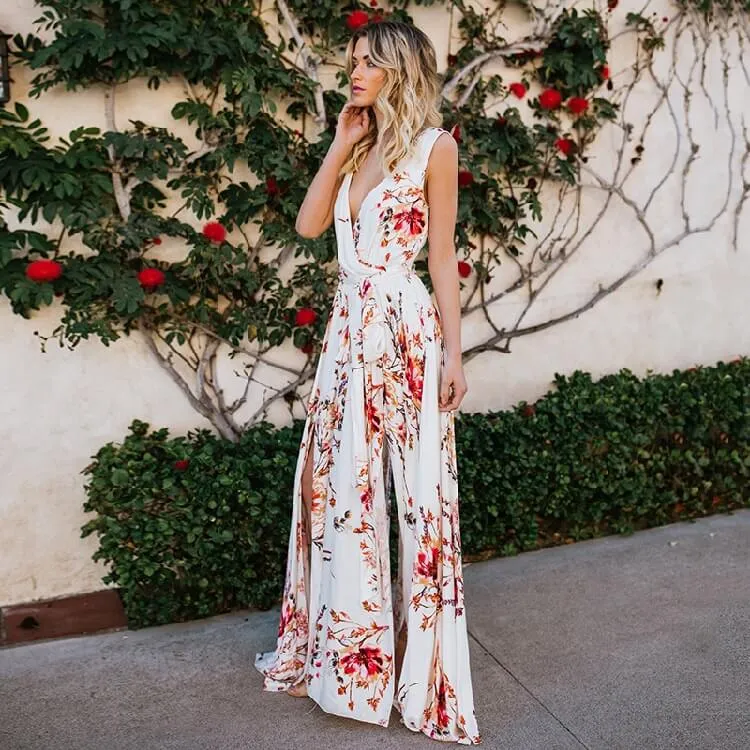 Boho Floral Maxi Wrap Dress