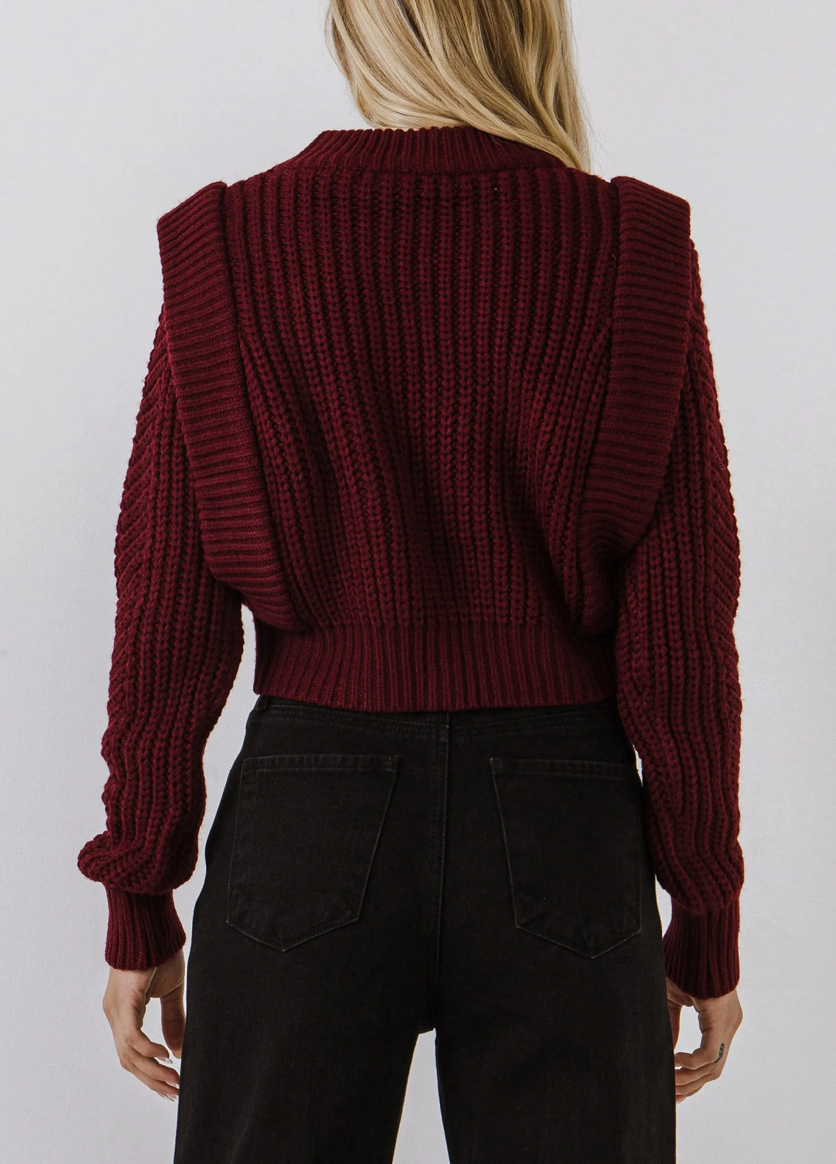 Burgundy Cable Knit Sweater