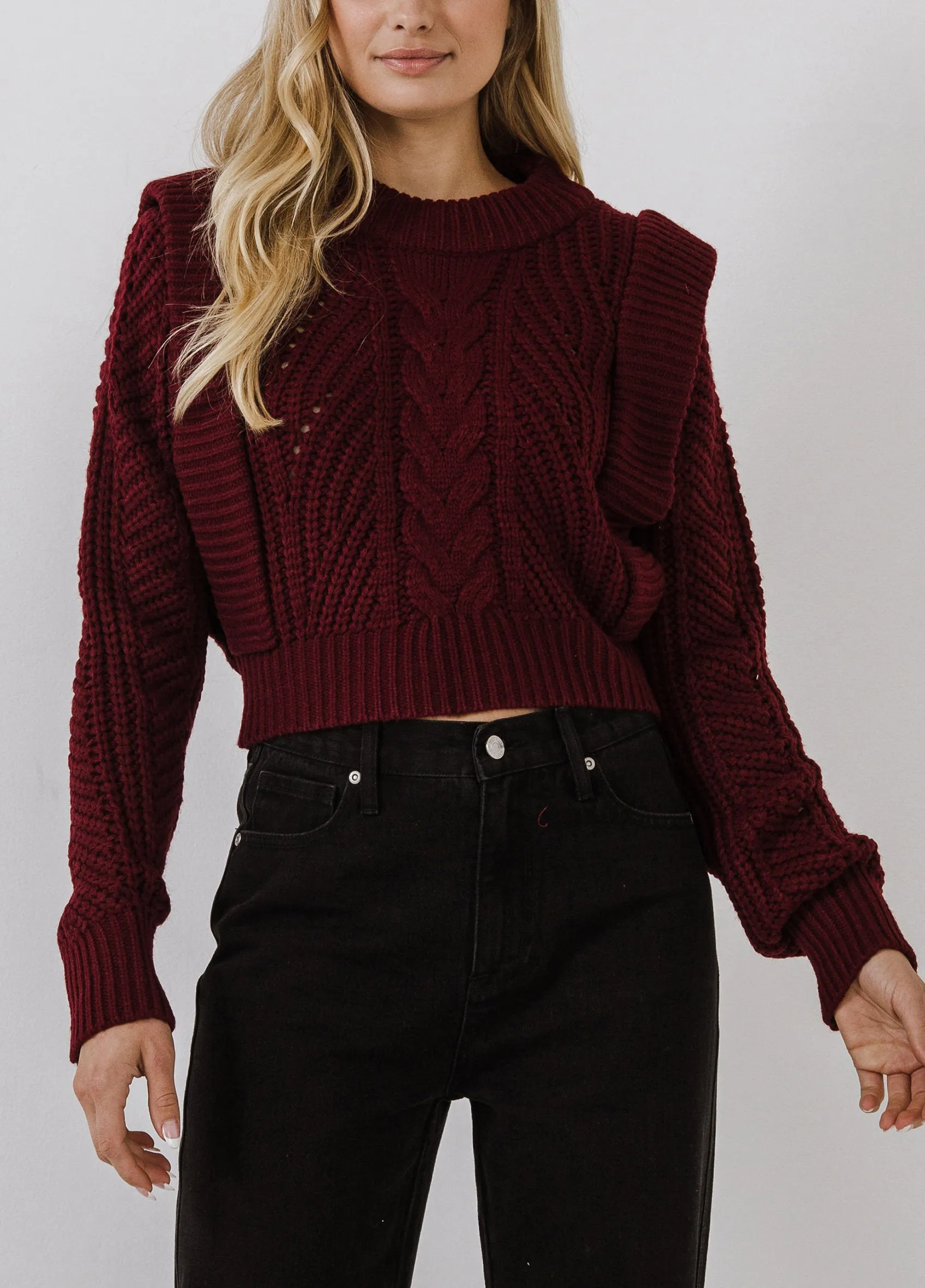 Burgundy Cable Knit Sweater