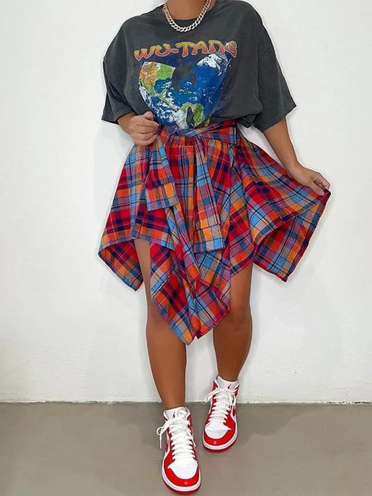 Casual Plaid Pleated Mini Skirts