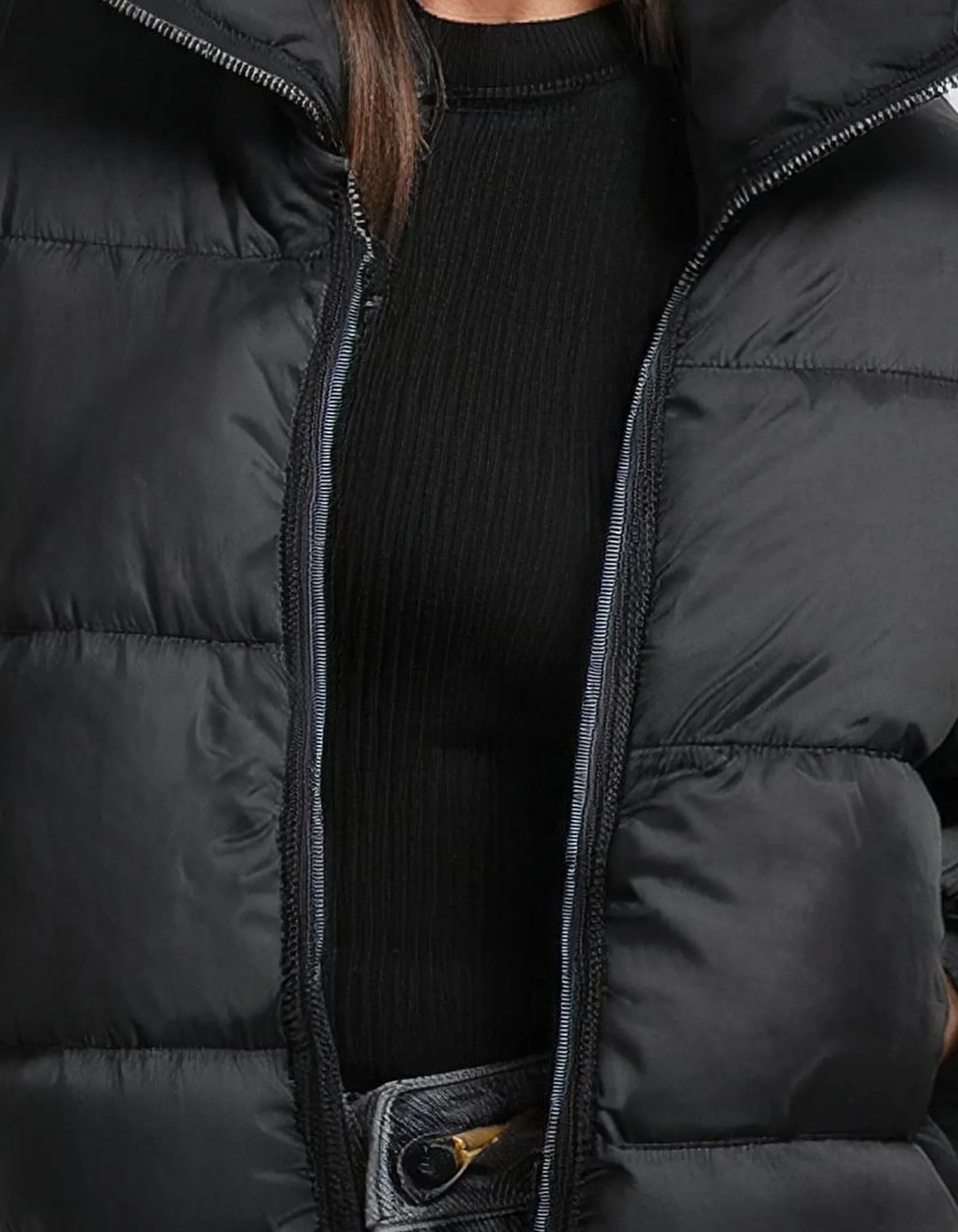 Charcoal Cropped Puffer Jacket