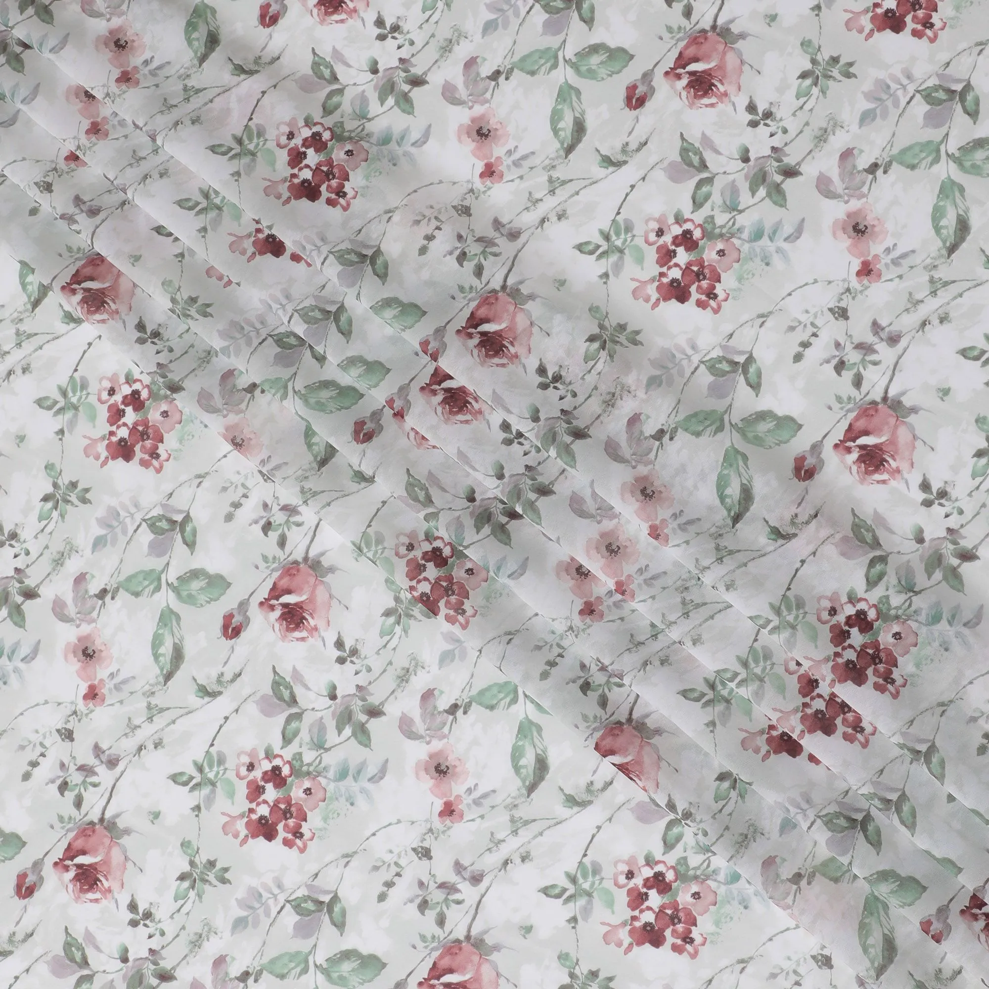 Classic English Garden Rose Synthetic Modal Satin Fabric - 110cm Wide, Vintage Floral Elegance, Ideal for Timeless Fashion-D18417