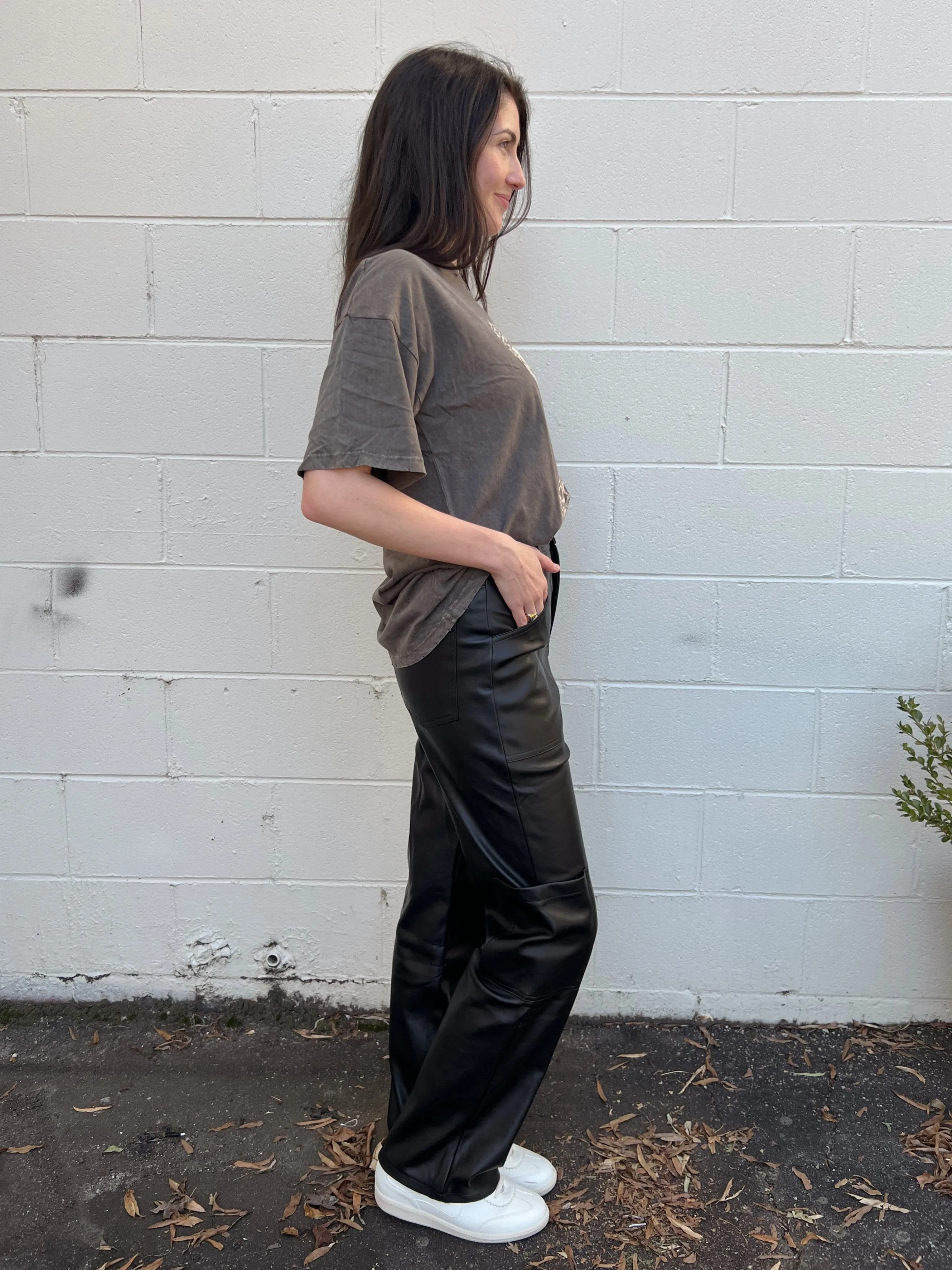 Confidence Is Key Faux Leather Cargo Pants