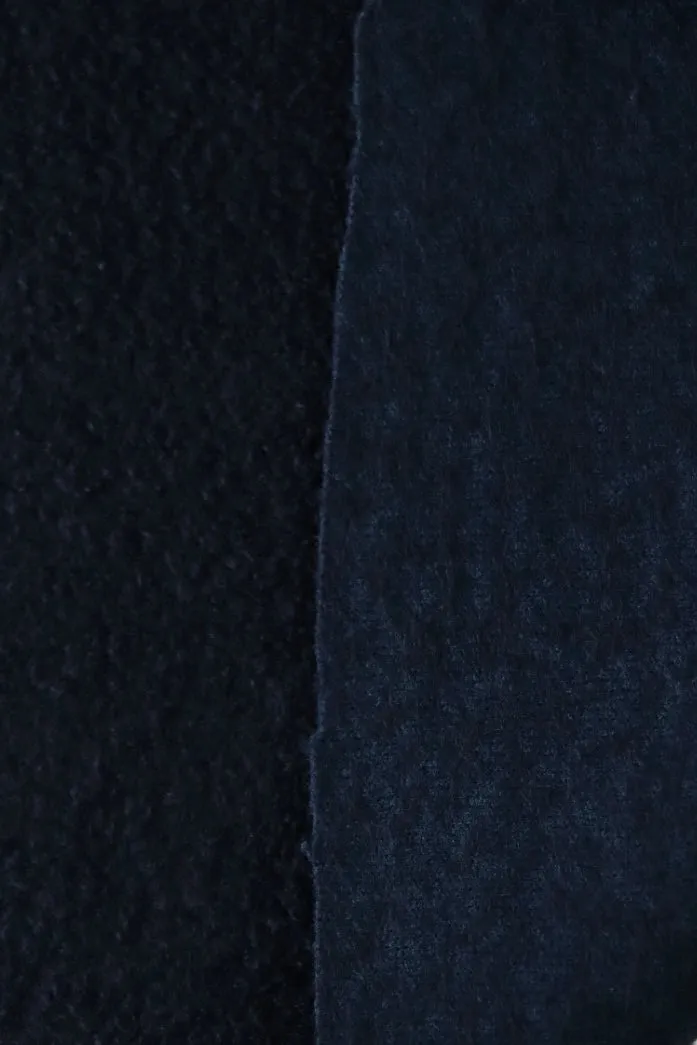 Darkest Navy Wool Boucle/French Terry Knit | By The Half Yard