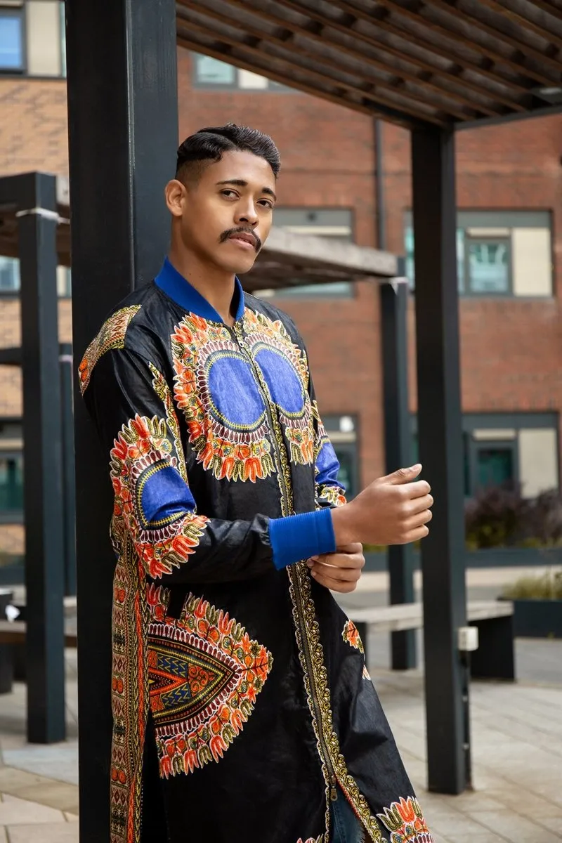 Dashiki Coat in Black and Red Print