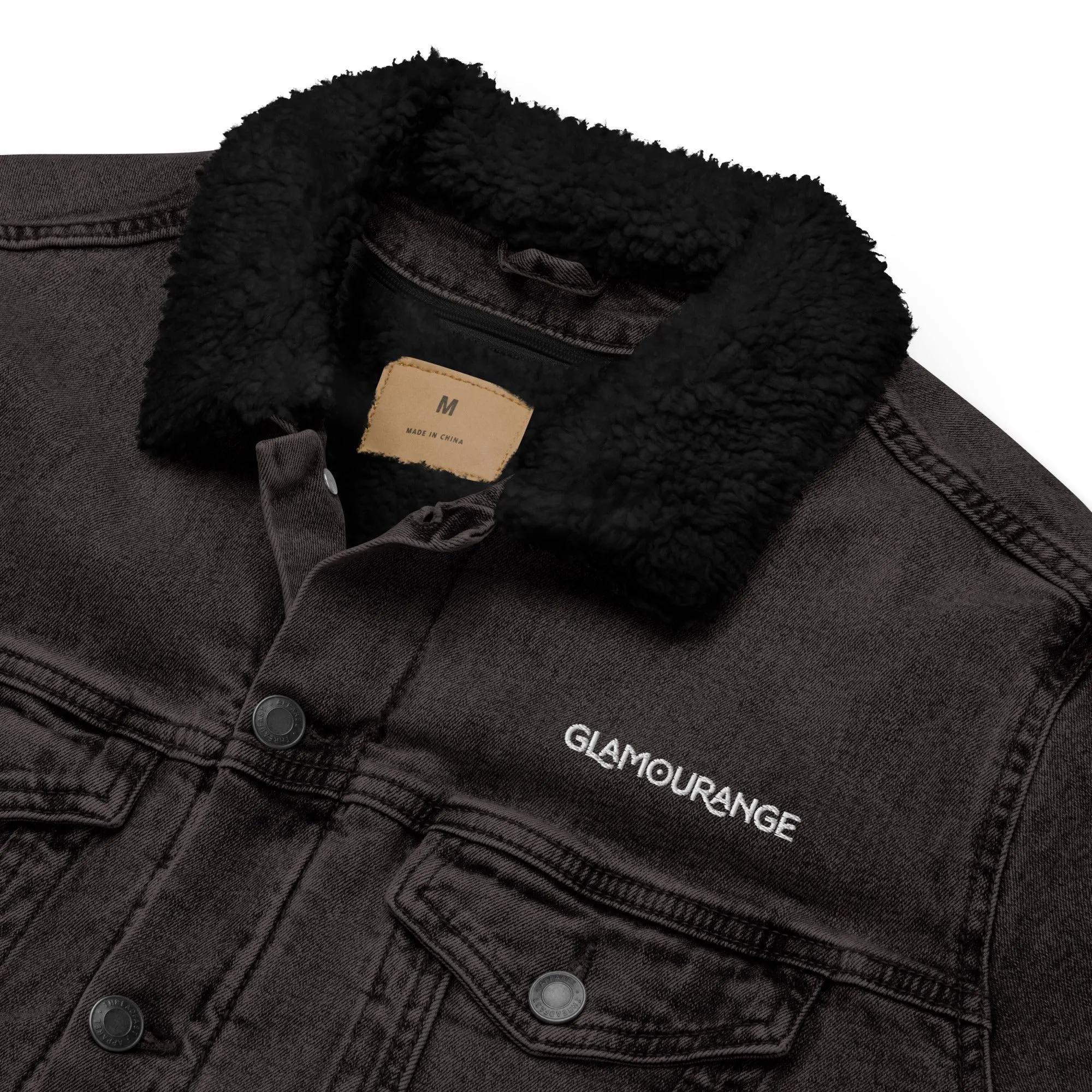 Denim Jacket Black For Men (Glamourange Sherpa Denim Jackets Mens)