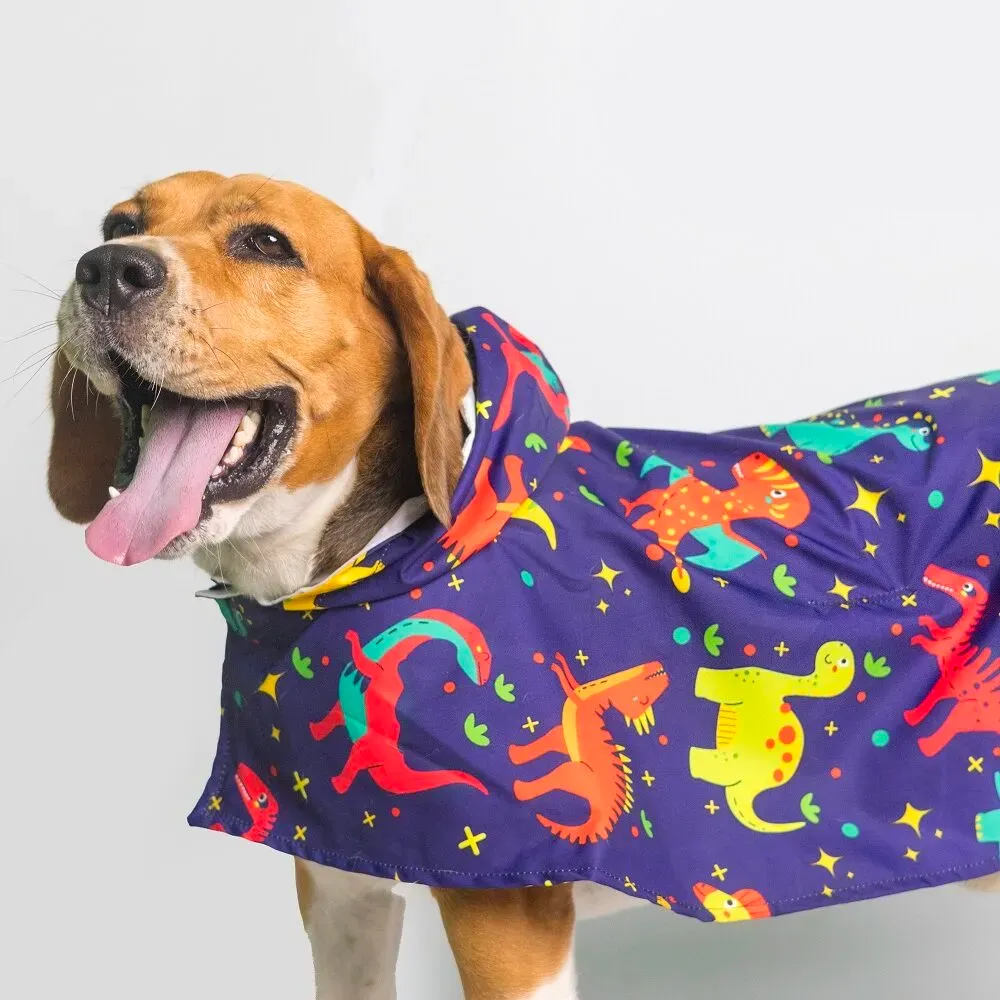 Dinosaur Printed Cape Style Dog Raincoat