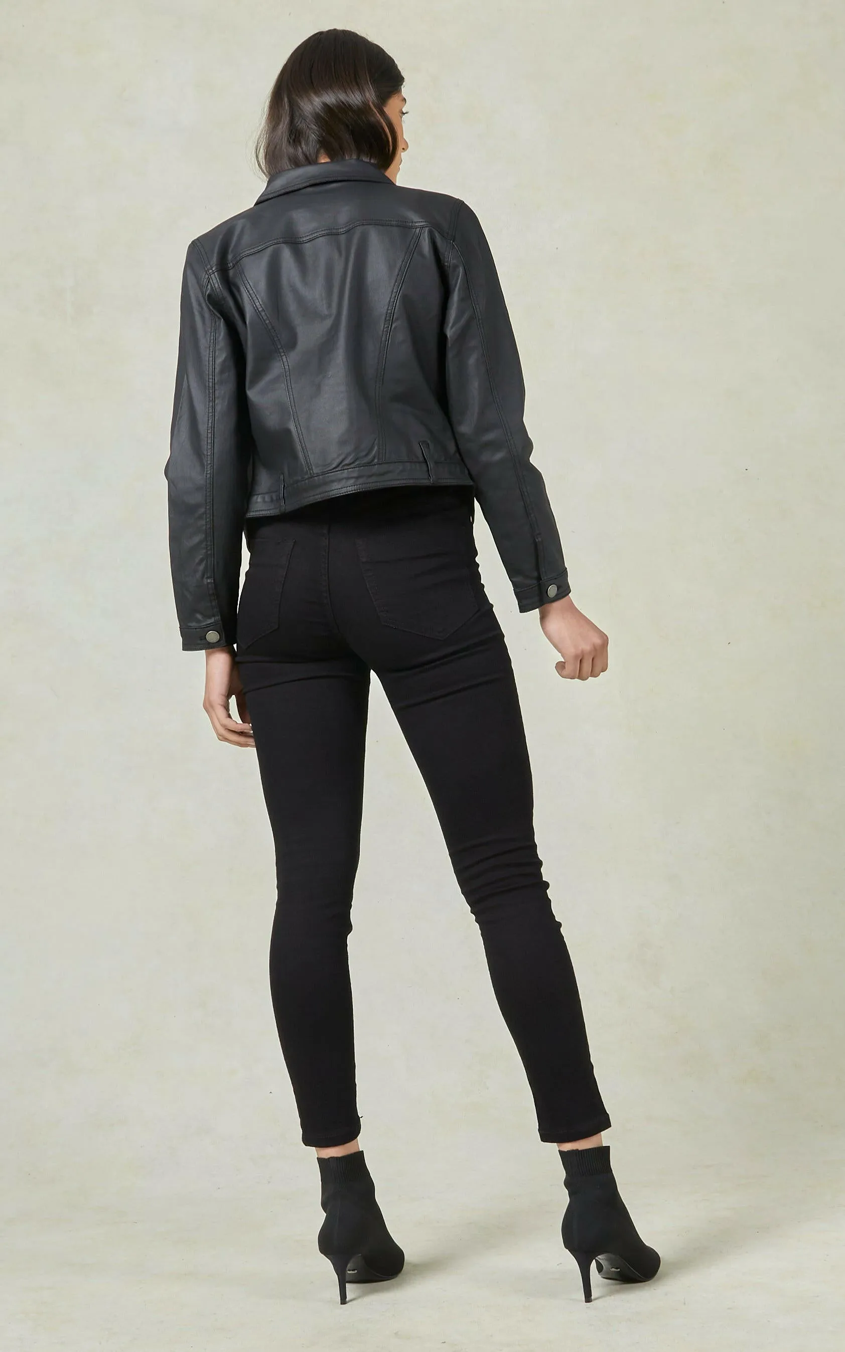 Dita Coated Denim Black Jacket