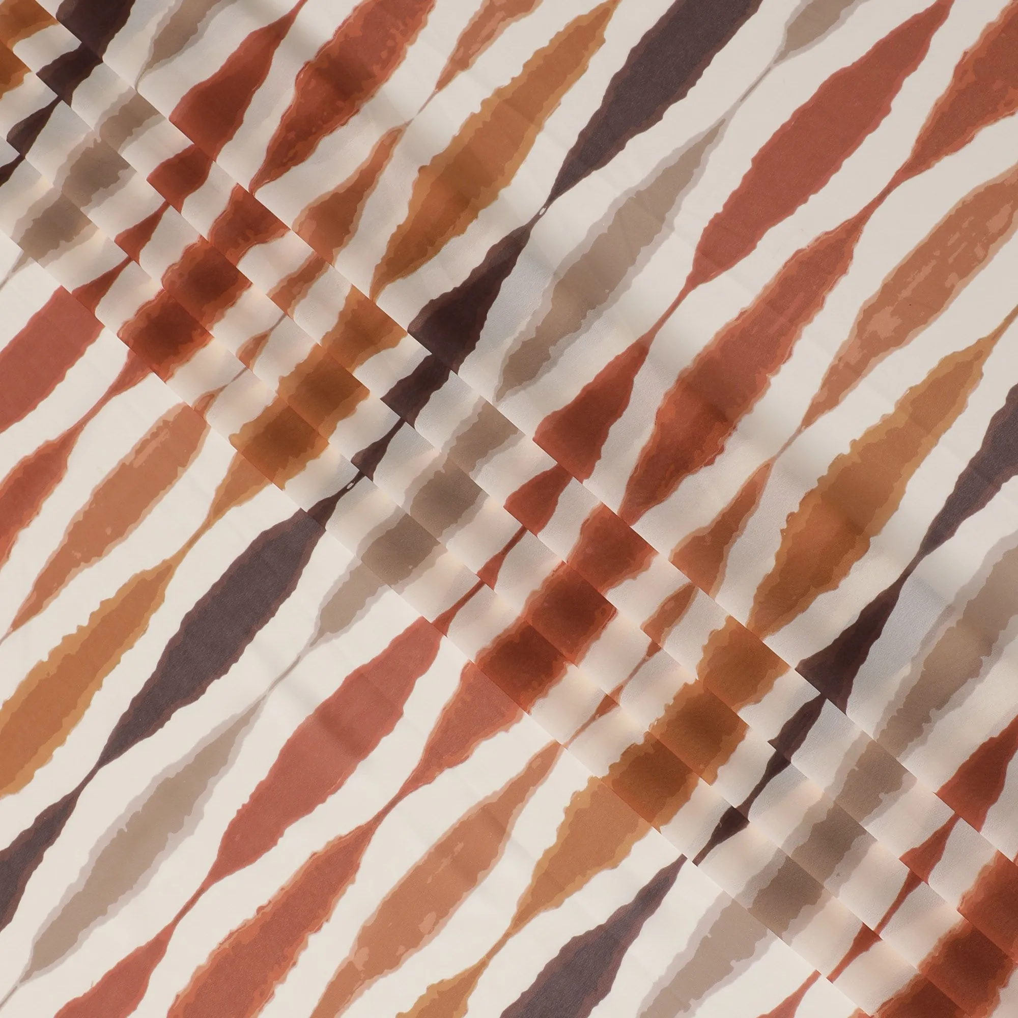 Earthy Toned Striped Synthetic Modal Satin Fabric - 110cm Wide, Silky Texture, Perfect for Sophisticated Apparel-D18415