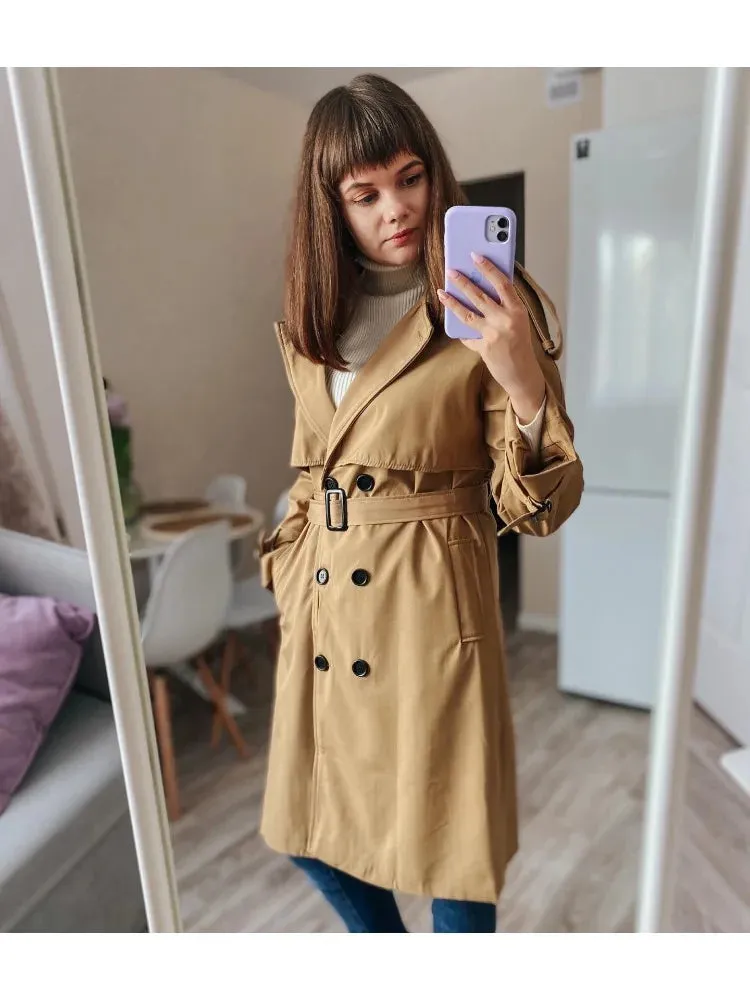 Essential Mid-Length Trench Coat for Women Layering