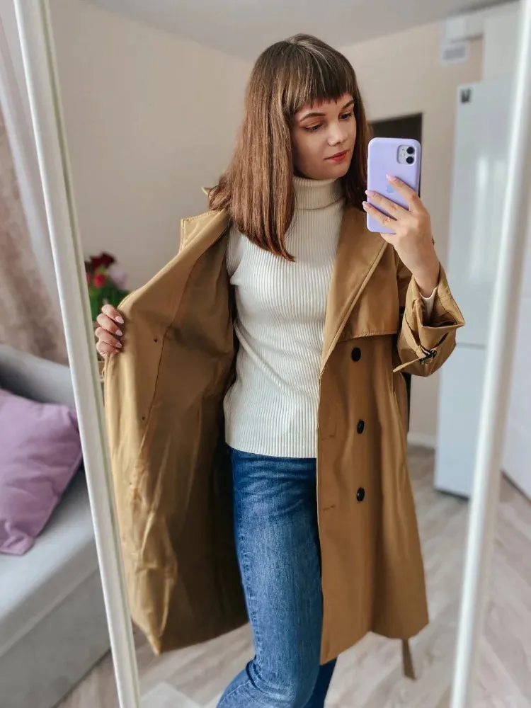 Essential Mid-Length Trench Coat for Women Layering