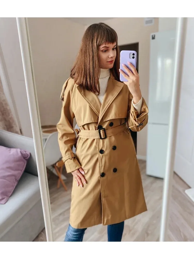 Essential Mid-Length Trench Coat for Women Layering