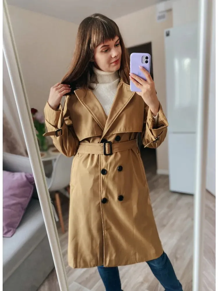 Essential Mid-Length Trench Coat for Women Layering