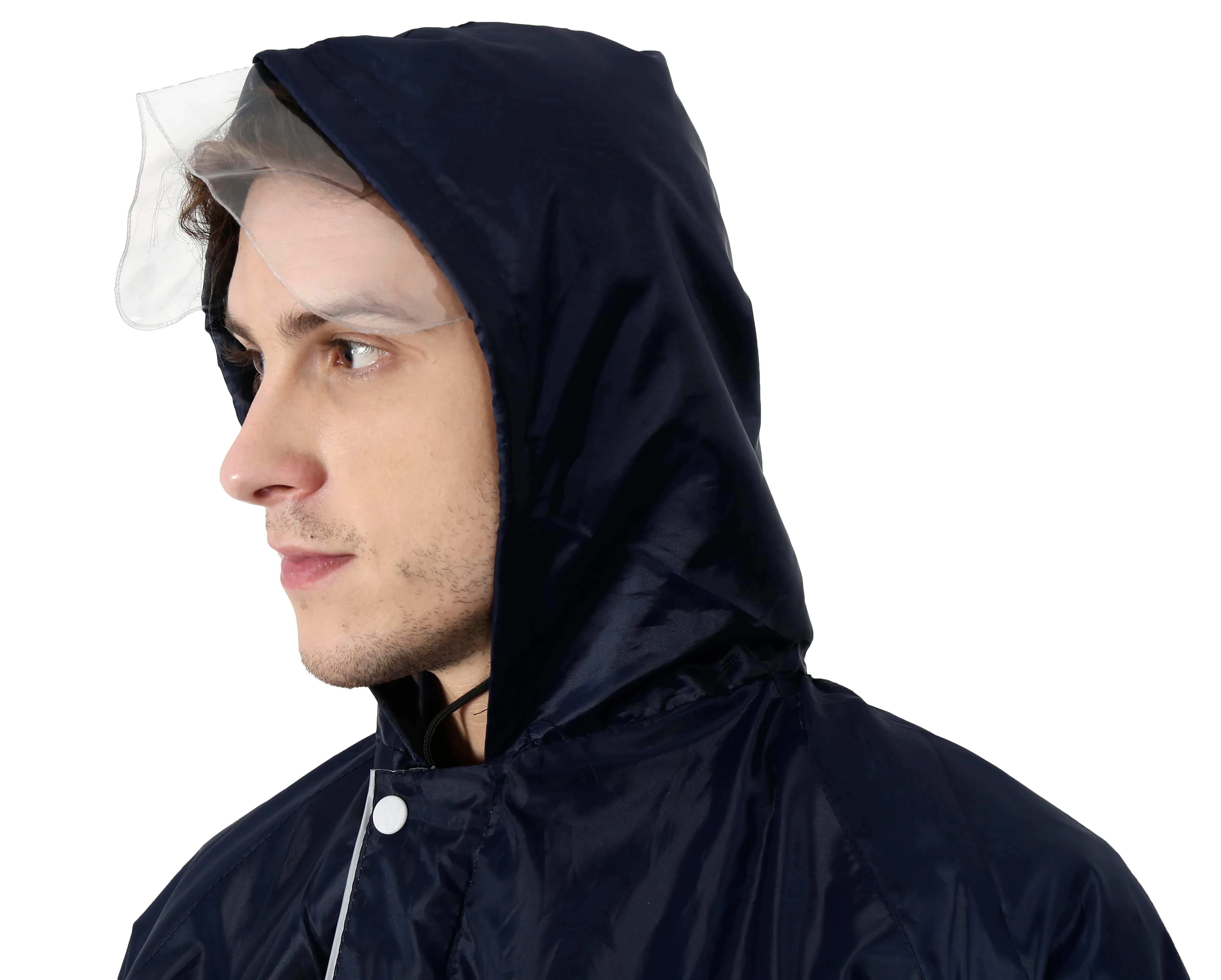 Fabseasons Blue Apex High Quality Long Unisex Raincoat -with Adjustable Hood & Reflector at Back