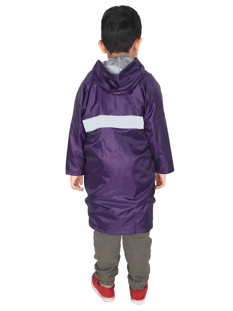 Fabseasons Unisex DarkPurple Waterproof Long - Full  raincoat for Kids with hood