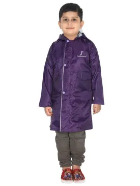 Fabseasons Unisex DarkPurple Waterproof Long - Full  raincoat for Kids with hood