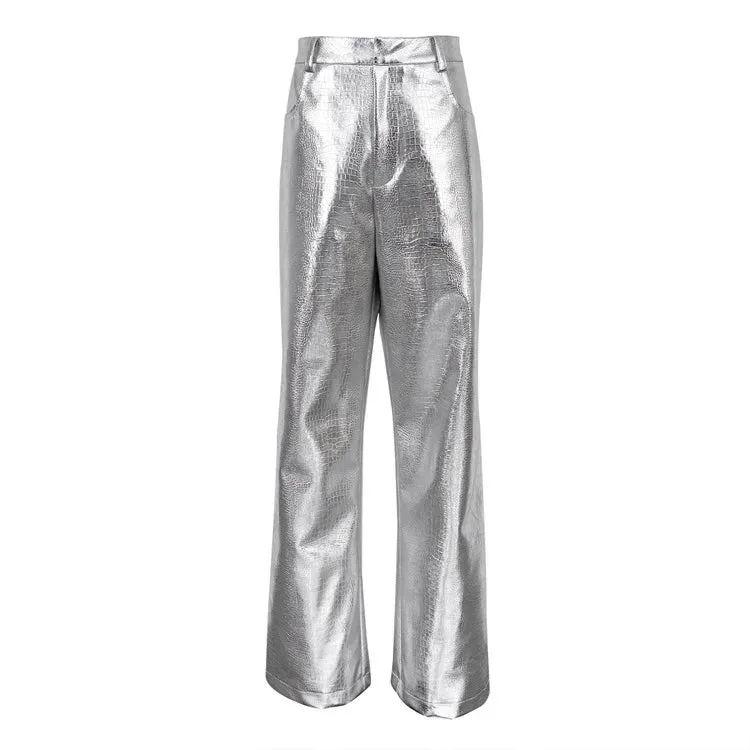 Farah Croco Effect Metallic Pants