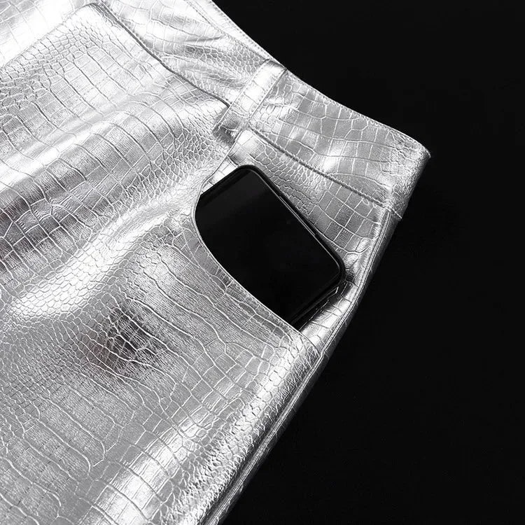 Farah Croco Effect Metallic Pants