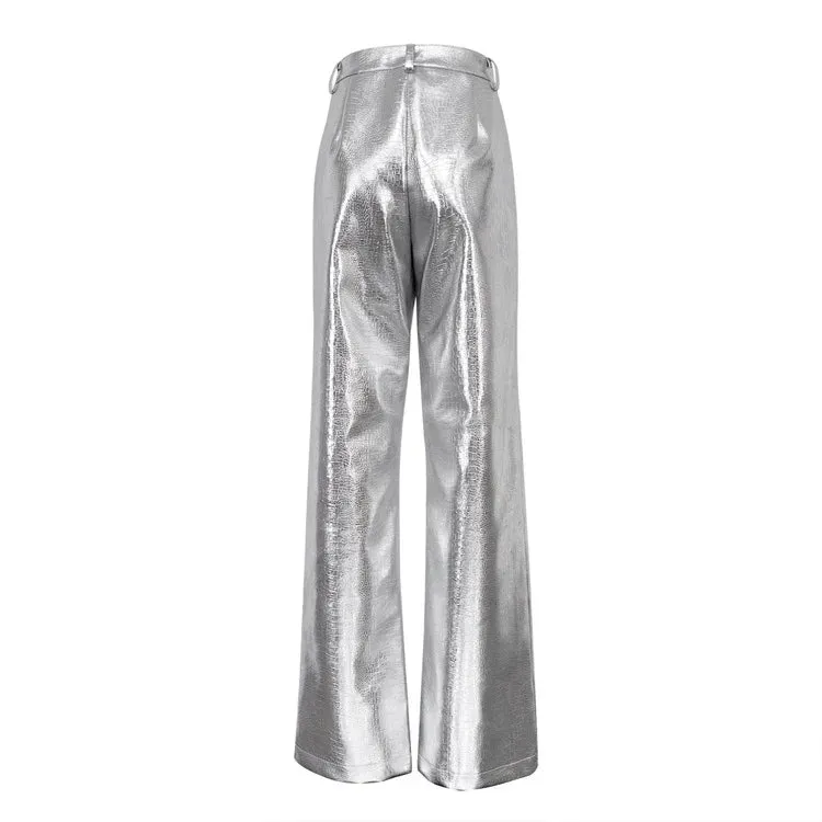 Farah Croco Effect Metallic Pants