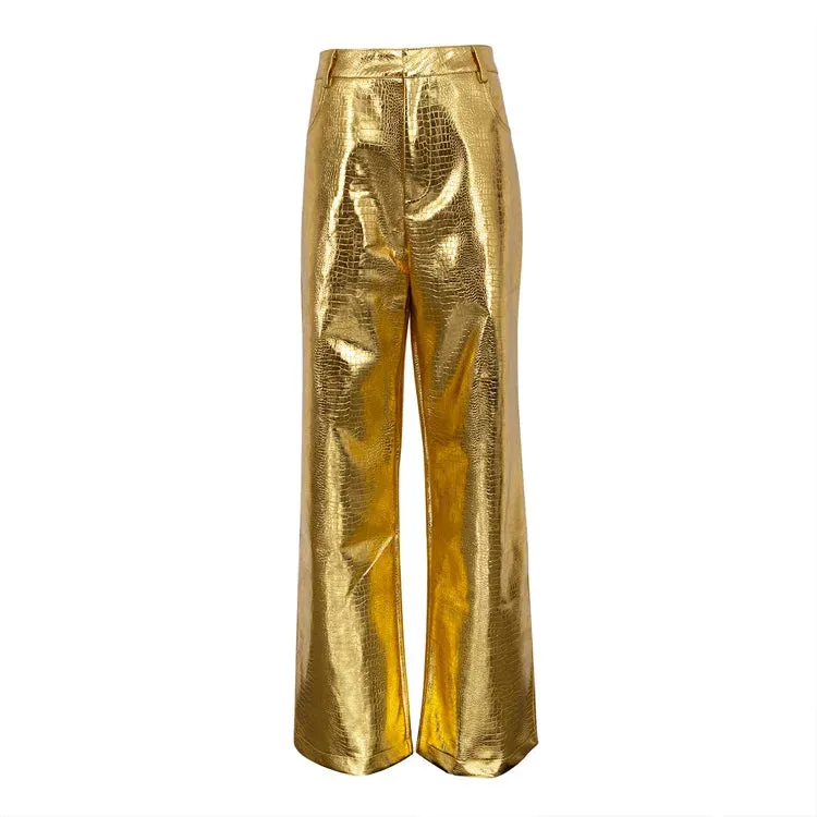 Farah Croco Effect Metallic Pants