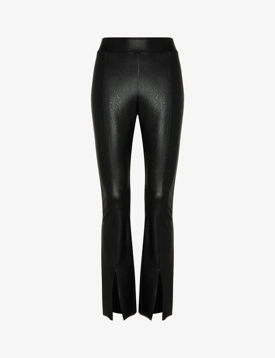 Faux Leather Split Front Pant