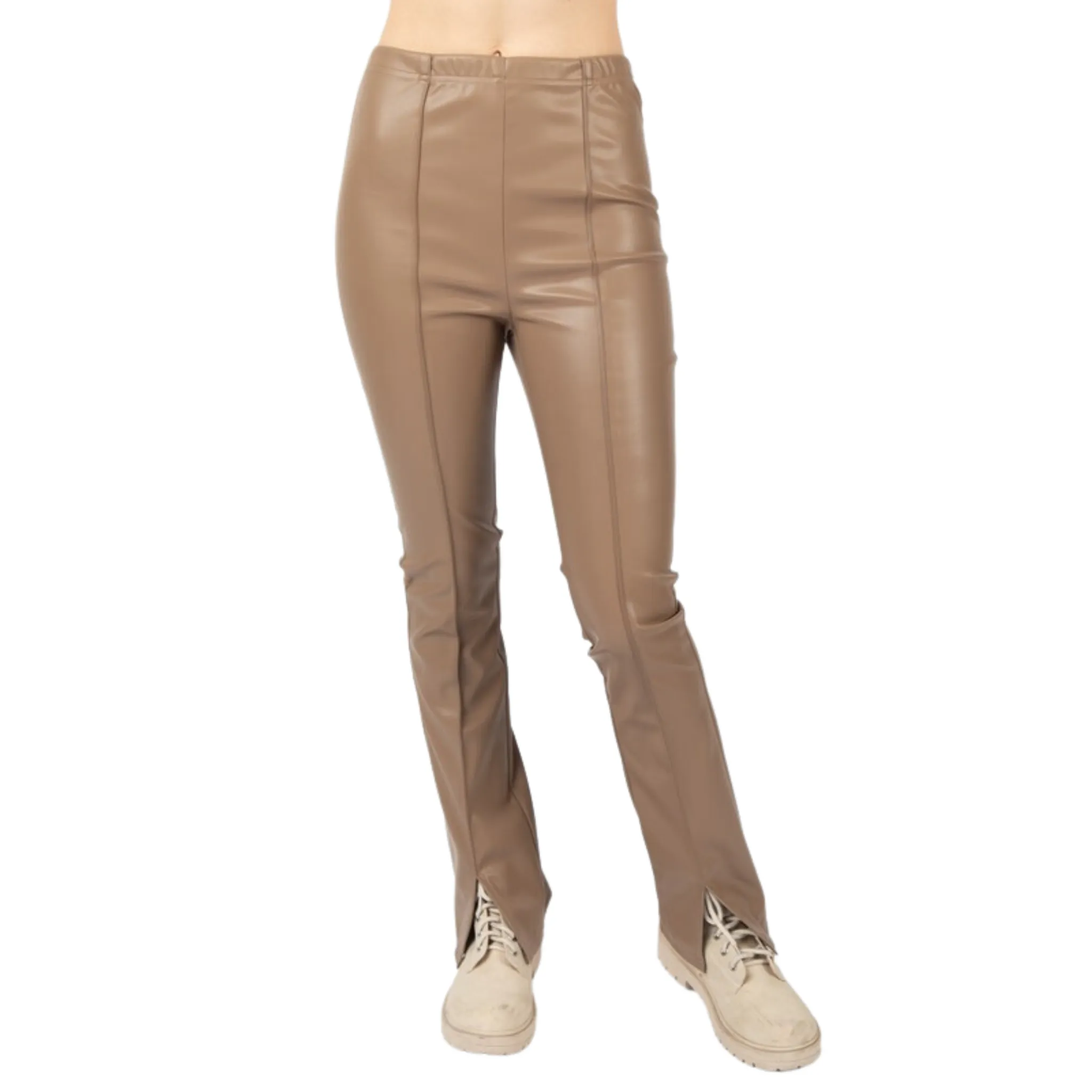 Fitted Bell Bottom Faux Leather Pants