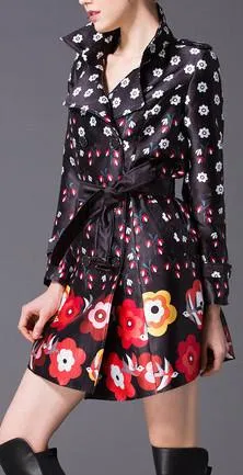 Flower Border Trench Coat