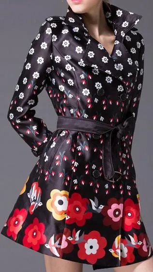 Flower Border Trench Coat