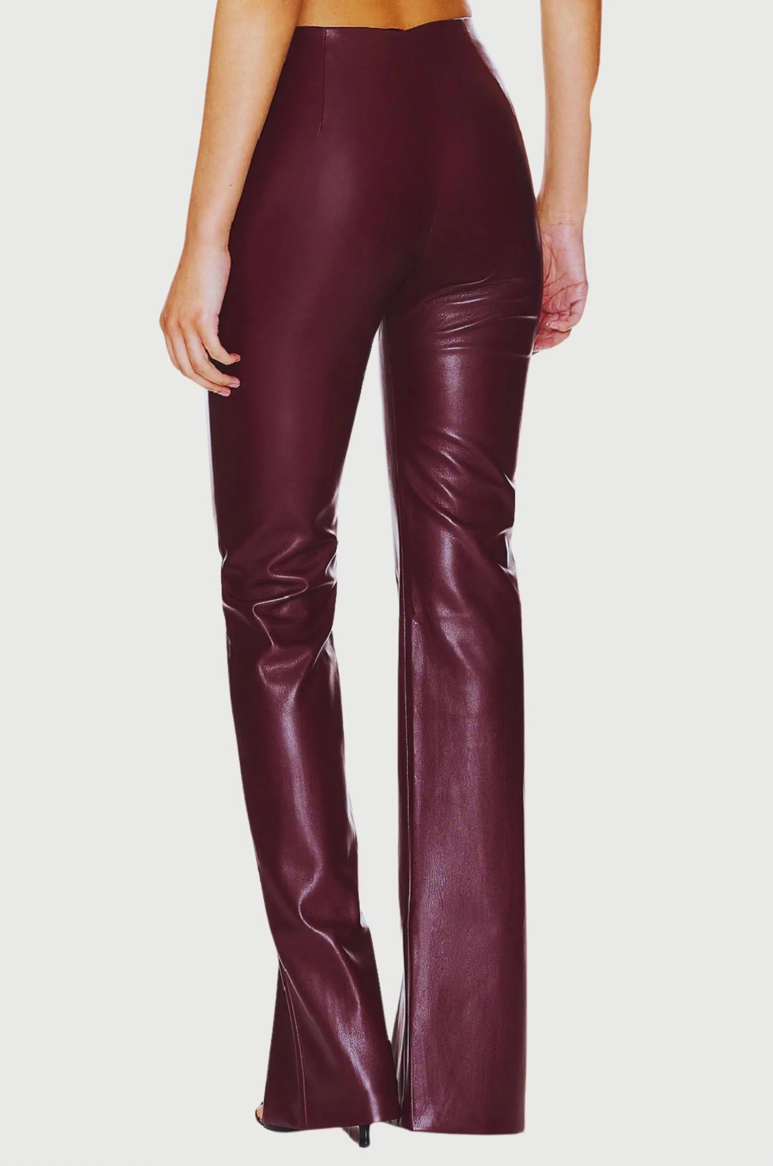 Front Slit Faux Leather Pants