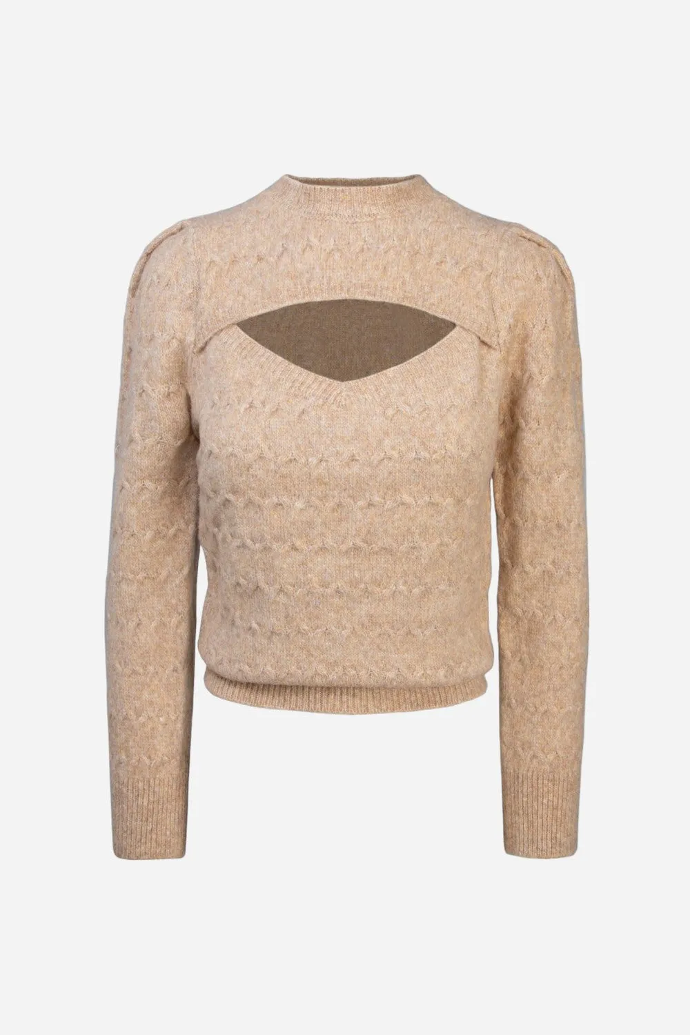 Greylin Belgium Open Front Sweater in Beige