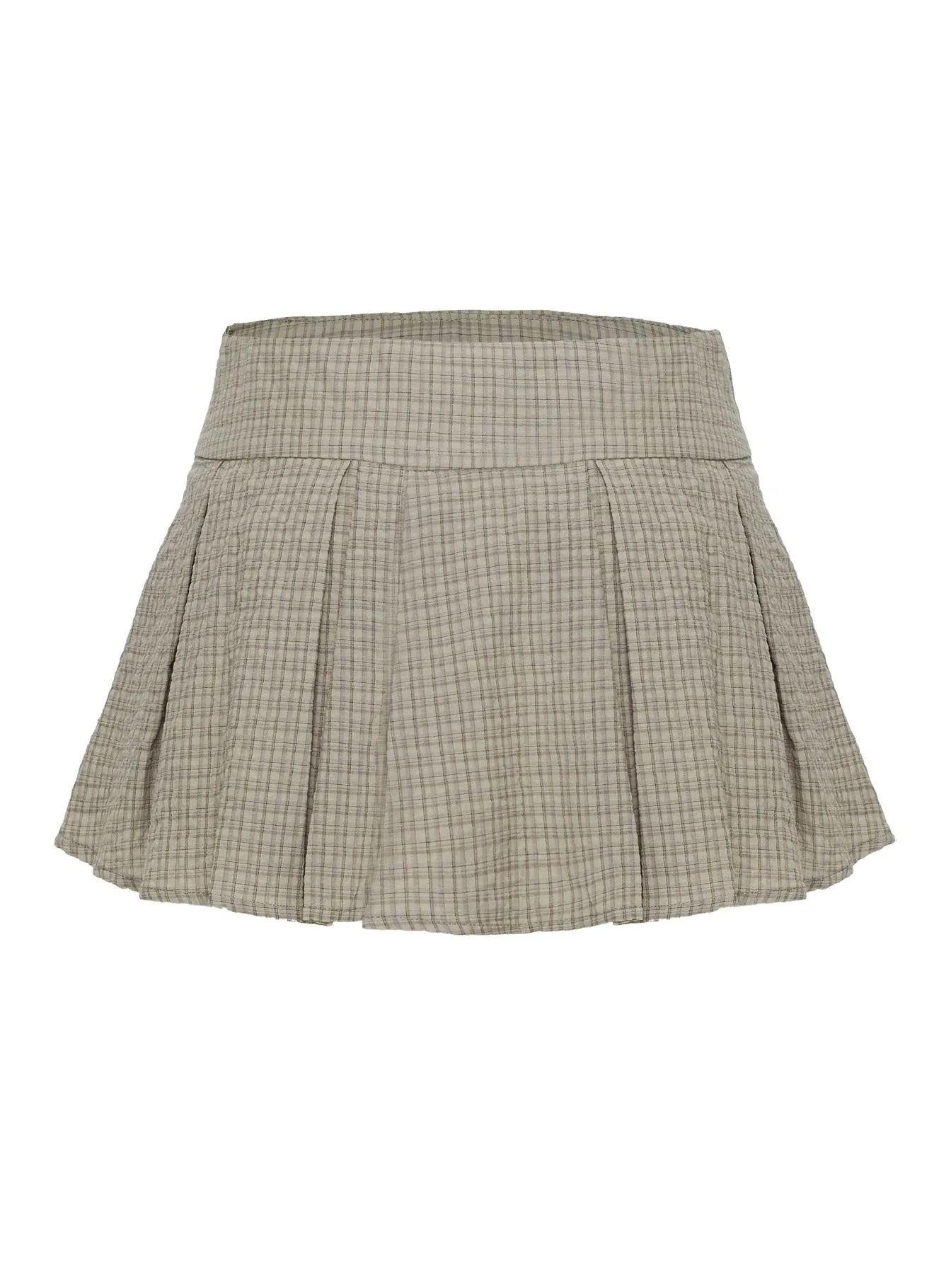 Hariette Pleat Mini Skirt Brown Plaid