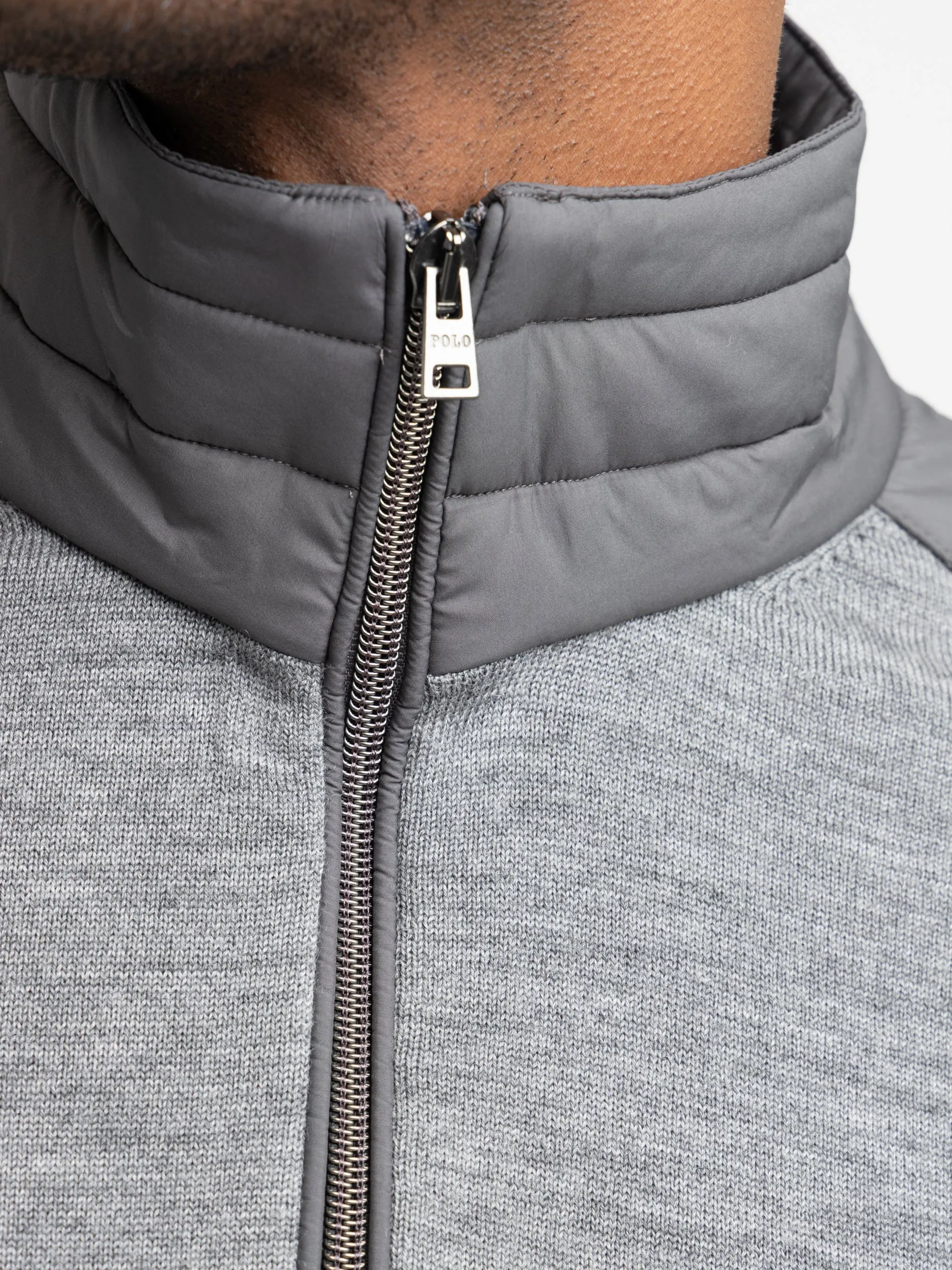 Heather Grey Hybrid Quarter-Zip Mockneck Sweater