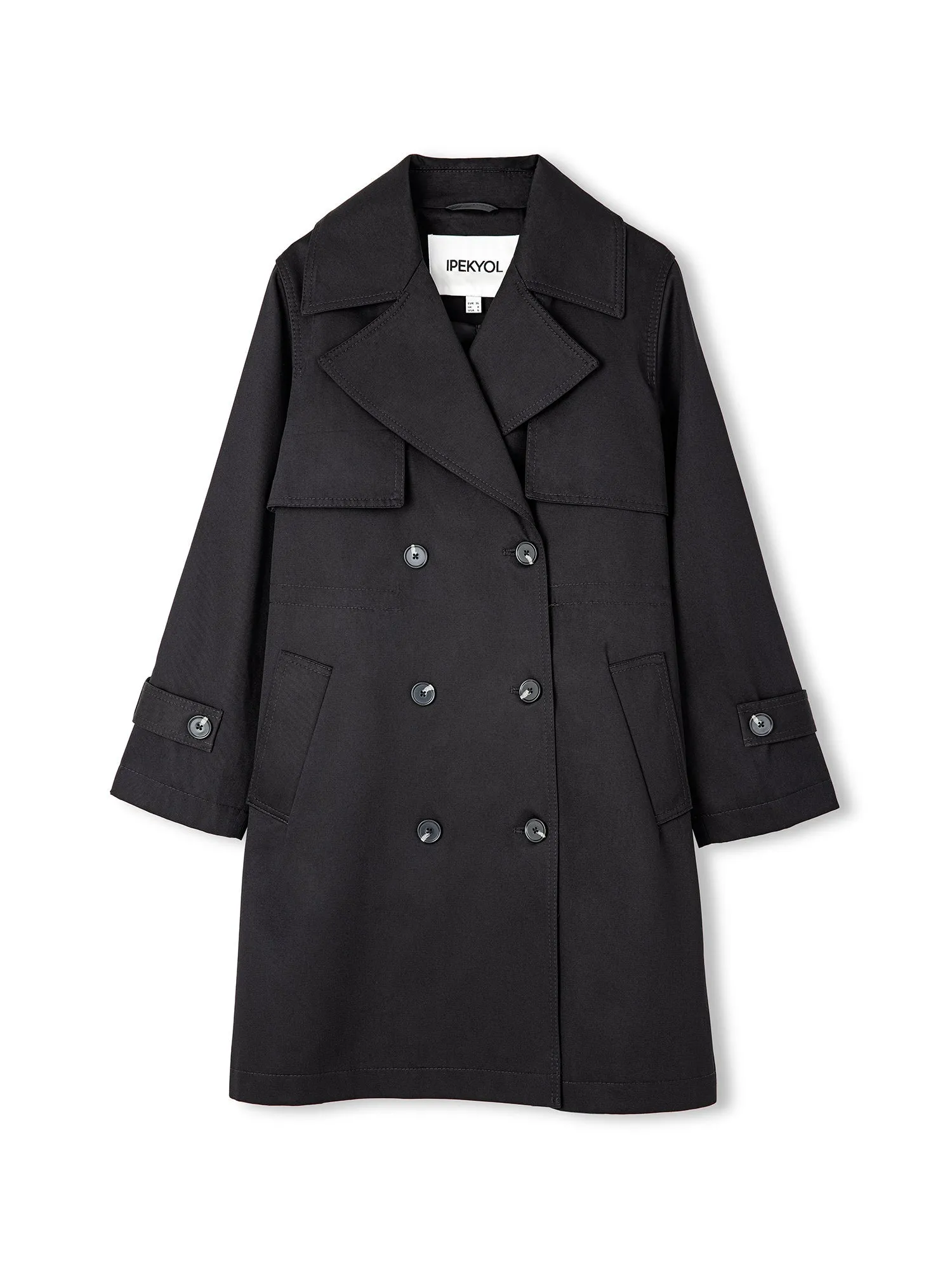 Ipekyol Buttoned Wide Collar Trench Coat Black