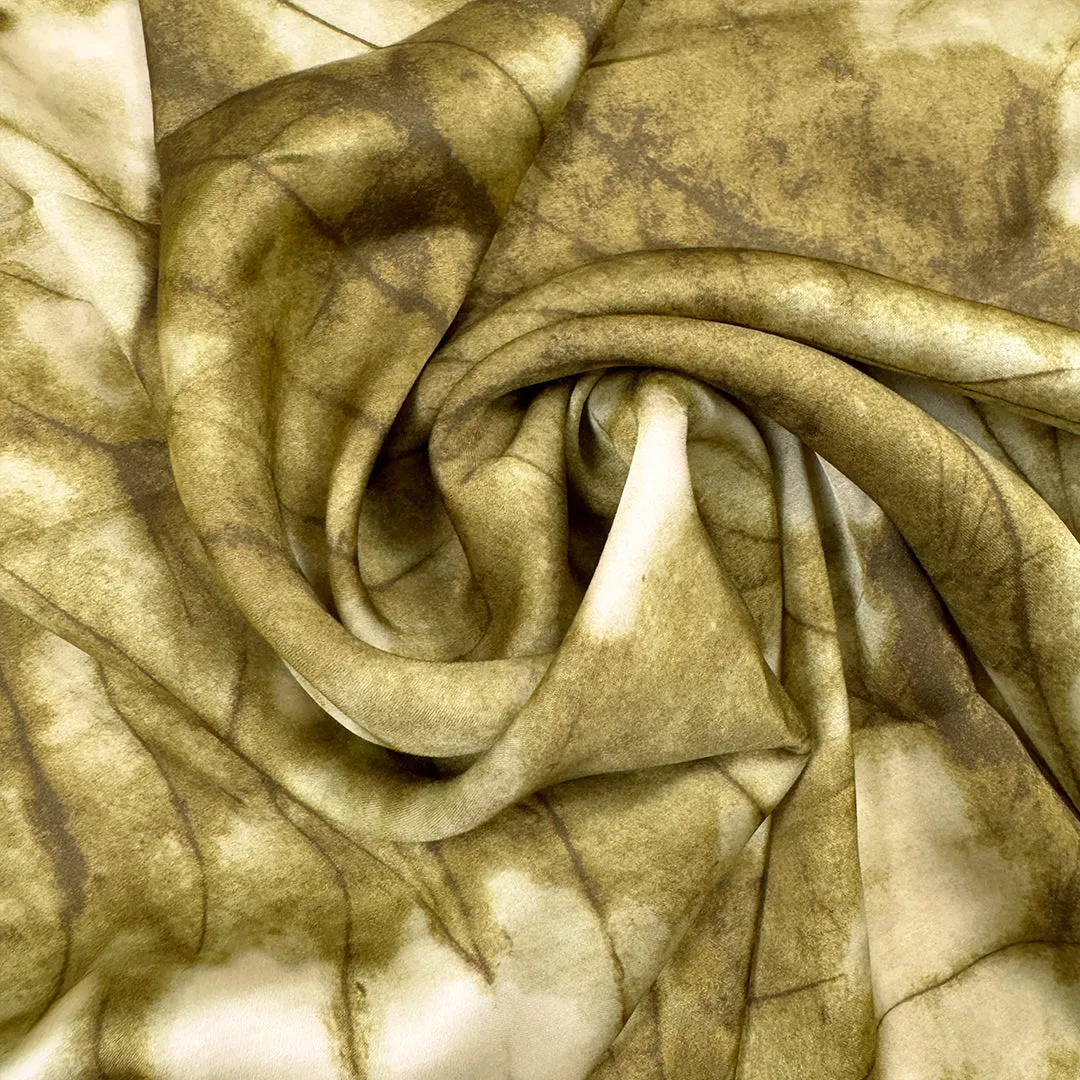 Italian tawny gold tie dye satin finish viscose woven