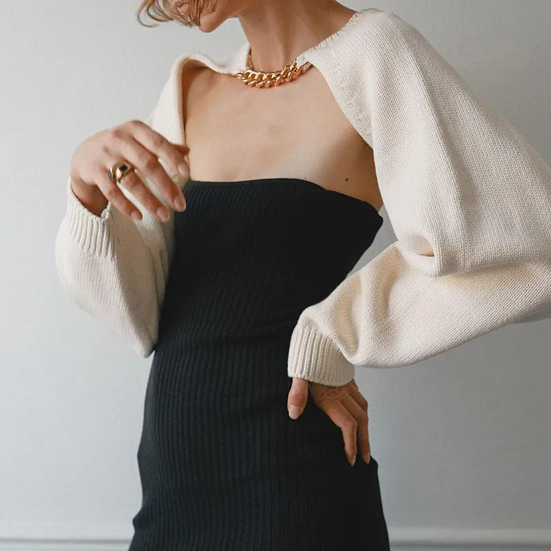 Knit Sweater Stylish Cropped Sleeve