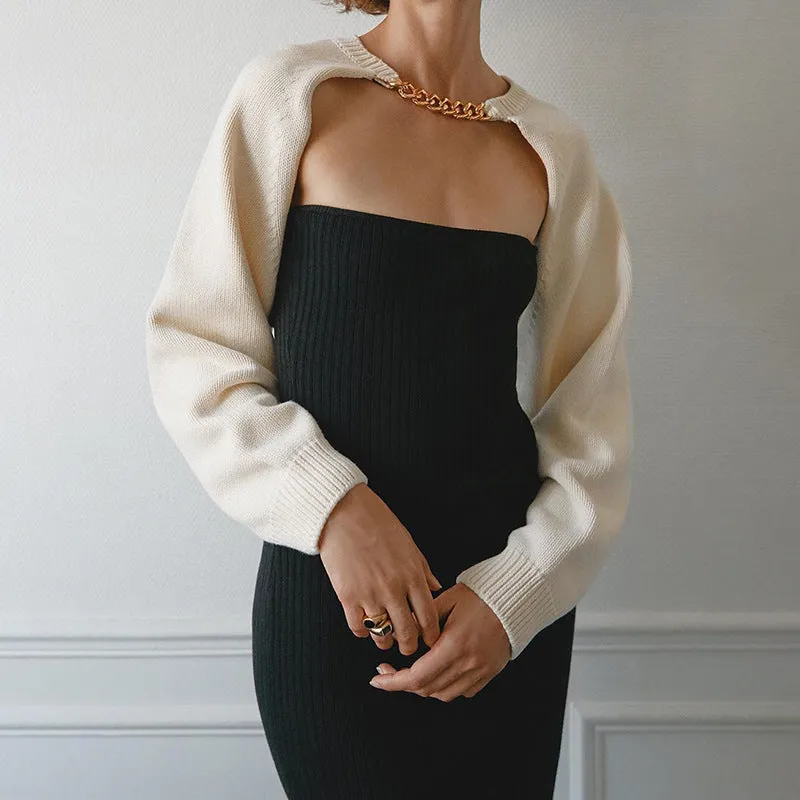 Knit Sweater Stylish Cropped Sleeve